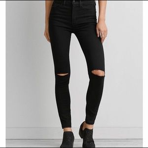American Eagle size 10 black ripped jeans